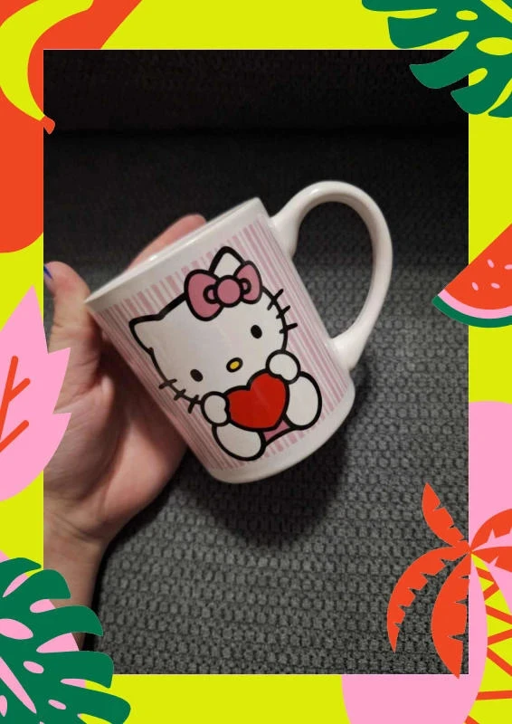 Mug rose Hello Kitty avec coeurs – photo 2